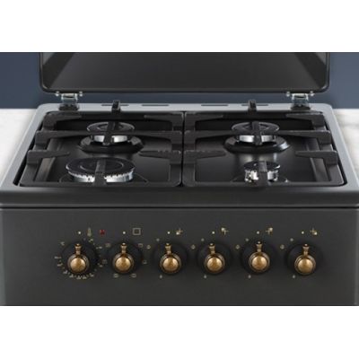 4. Gas-Elektro-Herd MPM-56-KRM-13 50 cm Schwarz Retro, Konvektion