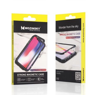 23. Wozinsky Full Magnetic Case 360 Magnetic Case Vorder- und Rückseite mit integriertem Glas Vivo X60 Schwarz-Transparent