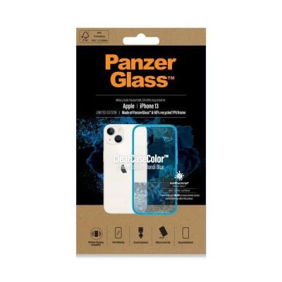 5. PanzerGlass ClearCase antibakterielle Hülle mit Militärzertifikat für iPhone 13 / 14 / 15 – transparentes Blau
