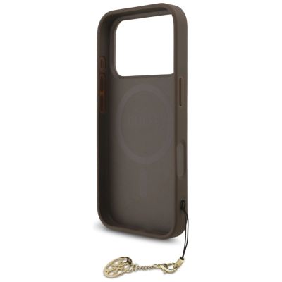 6. Guess 4G Charms Collection MagSafe Hülle für iPhone 17 Pro - braun