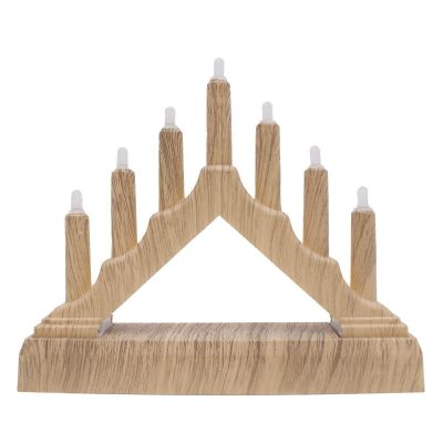9. Adventskerzenhalter 15,5 x 3,2 x 13,5 cm, 7 LEDs, batteriebetrieben, Kiefernholz