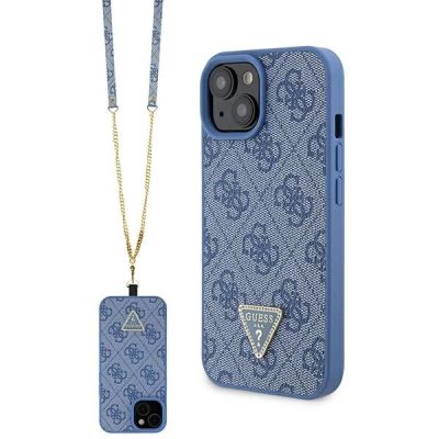 Guess GUHCP15SP4TDSCPB iPhone 15 6,1" blau/blaues Hardcase Crossbody 4G Metalllogo