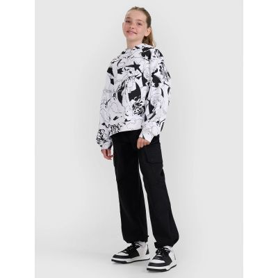 3. Mädchen-Sweatshirt mit Kapuze, offen, 4F 4FJRAW25TSWSF2348-90A