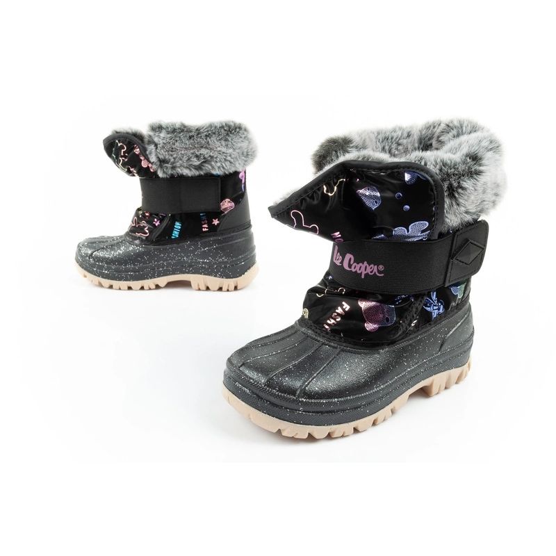 8. Lee Cooper Winterstiefel Kinder isolierte Schneestiefel für Mädchen Schwarz