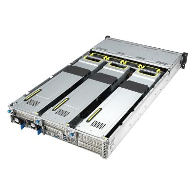 7. Asus Rack-Plattform (2U) RS720A-E12-RS24U AMD Epyc 9004 (24x NVMe, 2x M.2, 3x GPU, 2x 10Gbe, IPMI, 1+1 2600W)
