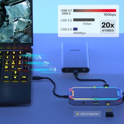 5. UNITEK HUB USB-C, HDMI 2.0, RJ45, 3,5-mm-Klinke, PD 100W