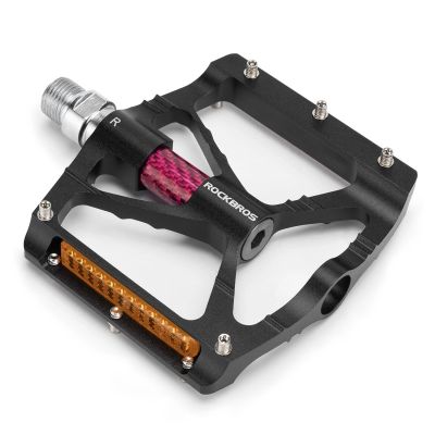 Rockbros K307PT Aluminium-Plattformpedale mit Reflektoren – Schwarz