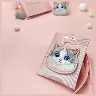 4. Nimmy Big Eyed Pet 2.0 Kartenetui mit Katzenmotiv, Rosa