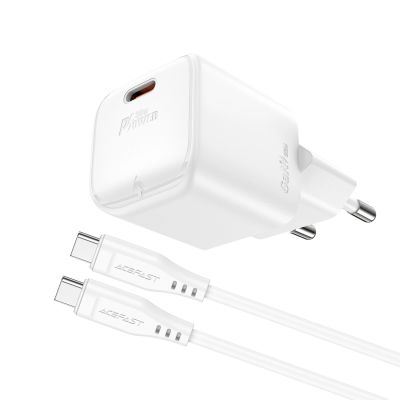 2. Acefast A77 Mini PD 30W GaN-Wandladegerät + USB-C-Kabel – Weiß