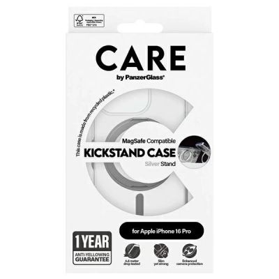 5. CARE by PanzerGlass Feature Kickstand Case mit MagSafe für iPhone 16 Pro – Silber