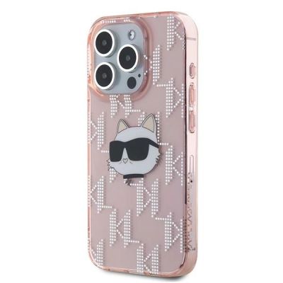 2. Karl Lagerfeld IML Choupette Head & Monogram Hülle für iPhone 15 Pro Max – Rosa