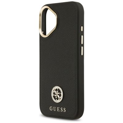 6. Guess Grained Strass Logo MagSafe Hülle für iPhone 17 - Schwarz
