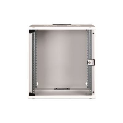 33. 19-Zoll-12-HE-Wandnetzwerkschrank, SOHO PRO 595 x 540 x 400 mm, Glastür, grau, unmontiert, 60 kg