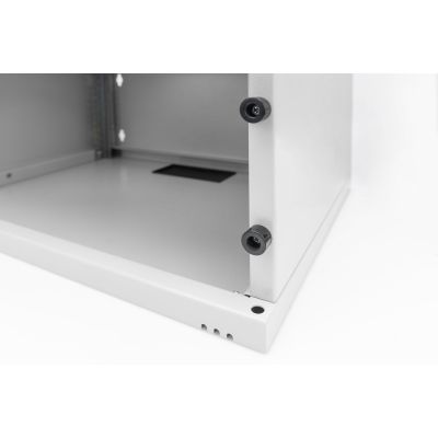 61. 19-Zoll-4HE-Wandnetzwerkschrank, SOHO 241 x 540 x 400 mm, Glastür, grau, unmontiert, 60 kg