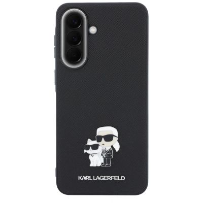 9. Karl Lagerfeld Saffiano Hülle mit K&C Metalllogo für Samsung Galaxy A57 5G – Schwarz