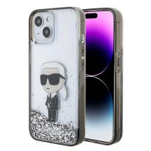 Karl Lagerfeld KLHCP15SLKKNSK iPhone 15 6,1" transparentes Hardcase Liquid Glitter Ikonik