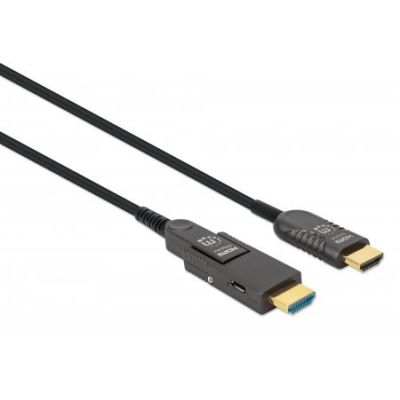 2. MANHATTAN Aktives High-Speed-HDMI-Glasfaserkabel mit abnehmbarem Stecker 4K@60Hz UHD, HDMI-Stecker auf Micro-HDMI-Stecker (Typ D) und abnehmbarer HDMI-Stecker (Typ A), 50 m, HEC, ARC, vergoldete Kontakte (355537)