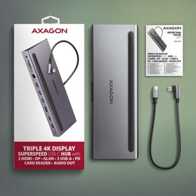 9. Axagon HMC-4KX3 Kabelgebundene Dockingstation USB 3.2 Gen 1 (3.1 Gen 1) Typ-C Grau