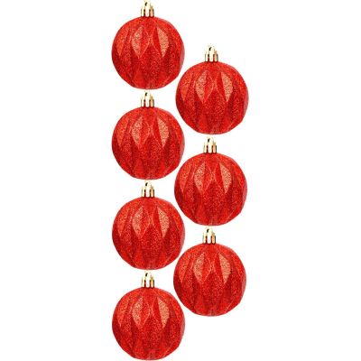 37. Dekorative Kunststoffkugeln, 6 cm, Set mit 35 Stück, rot