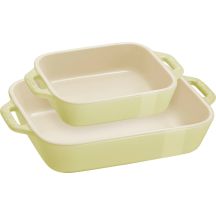 STAUB COOKING Set mit 2 rechteckigen Servierplatten, Hellgrün