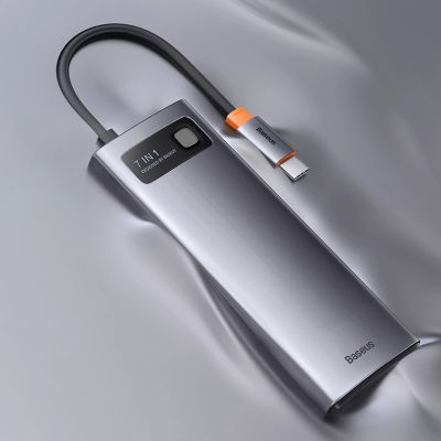 20. Baseus Metal Gleam Series HUB 7-in-1 Dockingstation USB Typ C - 1 x HDMI / 1 x VGA / 3 x USB 3.2 Gen. 1 / 1 x Power Delivery / 1 x RJ-45 Ethernet grau (WKWG040013)
