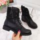Jezzi W JEZ254A Arbeitsstiefel mit Schnürung und Reißverschluss, schwarz