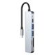 8. HUB Tech-Protect V4 6in1 USB-C – USB-A 3.0 / USB-A 2.0 / USB-C / HDMI / Micro SD / TF / SD-Kartenleser – Grau