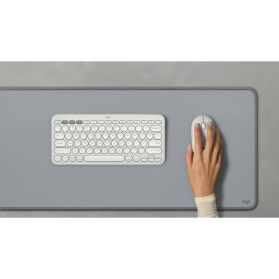9. Logitech 920-012204 Tastatur und Maus (universell, kabellos, RF + Bluetooth, QWERTZ-Tastatur, Deutsch, Weiß)