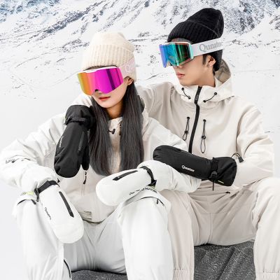 4. Qunature Skihandschuhe in voller Länge, Größe M – Schwarz