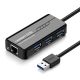 Ugreen 20265 USB-A / RJ45 1000 Mbps Hub 3x USB 3.0 Netzwerkadapter - Schwarz