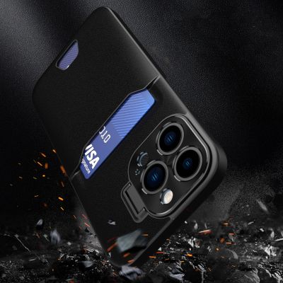 2. Leder Stand Case Hülle für iPhone 14 Pro Cover Card Wallet mit Ständer schwarz