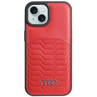 Audi Kunstlederhülle mit MagSafe für iPhone 15 Plus / 14 Plus – Rot