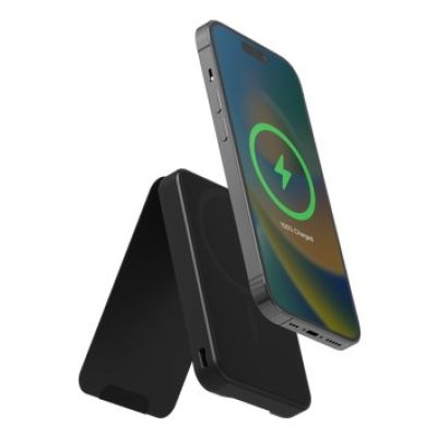 Mophie Snap+ Powerstation Mini Stand Red Bull Racing – magnetische 5000-mAh-Powerbank mit Standfuß, kompatibel mit MagSafe (1x USB-C-Anschluss) (schwarz)