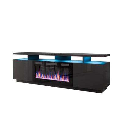 EVA-TV-Schrank mit elektrischem Kamin 180x40x52 Graphit/Glanzgraphit