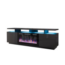 EVA-TV-Schrank mit elektrischem Kamin 180x40x52 Graphit/Glanzgraphit