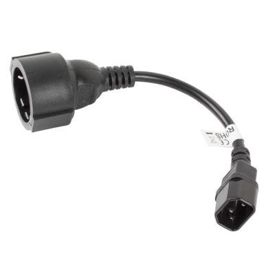 3. LANBERG Stromkabelverlängerung IEC 320 C14 -> SCHUKO(F), 20 cm