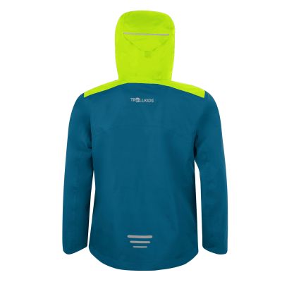 2. Kinder-Regenjacke für Jungen/Mädchen Trollkids Kids Bergen Jacket petrol/lime (610-151)