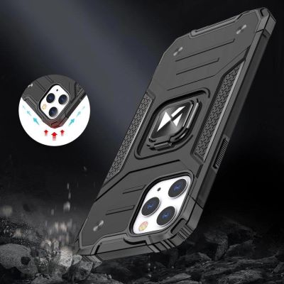 7. Wozinsky Ring Armor robuste Hybrid-Hülle + Magnethalterung für iPhone 13 Pro Max silber