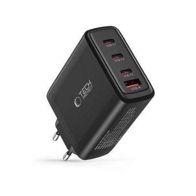 6. Tech-Protect NC100W-GAN GaN-Netzwerkladegerät 3x USB-C PD 100W / USB-A QC 3.0 - Schwarz