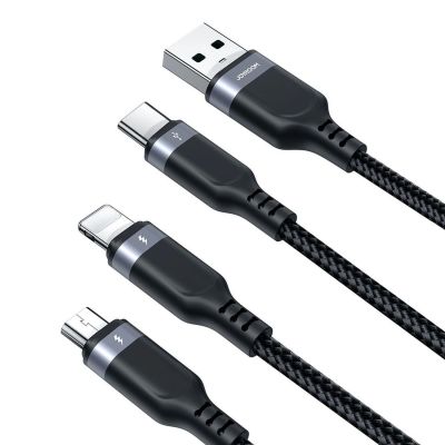 4. Joyroom S-A18 3in1 3.5A USB-A - Lightning+USB-C+MicroUSB Kabel 1,2m - schwarz