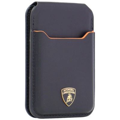 2. Lamborghini D1 MagSafe Handyhülle aus echtem Leder – schwarz und orange
