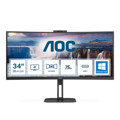 12. AOC V5 CU34V5CW/BK LED-Display 86,4 cm (34") 3440 x 1440 px Wide Quad HD Schwarz