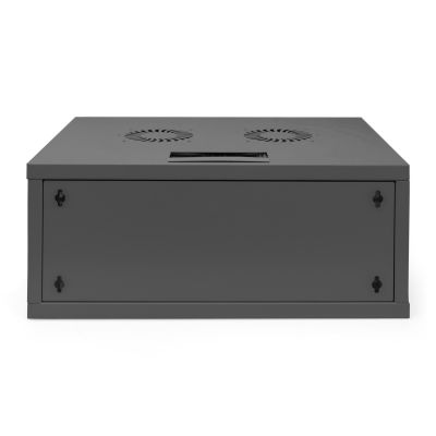19. 19-Zoll-4HE-Wandnetzwerkschrank, SOHO 241 x 540 x 400 mm, Glastür, schwarz, unmontiert, 60 kg