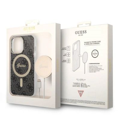 10. Set Guess GUBPP13LH4EACSK Hülle + Ladegerät iPhone 13 Pro schwarz/schwarz Hartschale 4G Print MagSafe