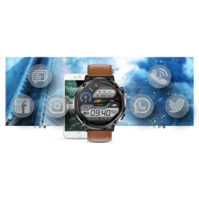 13. Gravity GT21-4 Smartwatch + Schwarzes Silikonarmband