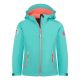 Trollkids Trollfjord Softshelljacke Nebel-Aquamarin/Hafenblau-Mellow-Pfirsich (175-137)