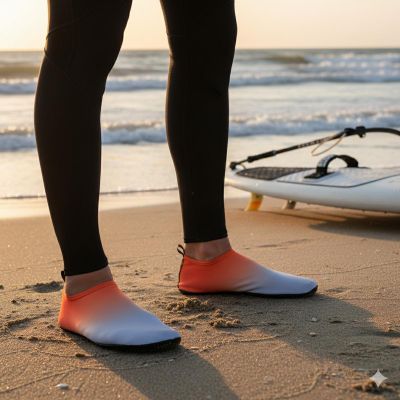 12. Herren-Wasserschuhe aus grauem/orangem XQMAX Neopren, Größe 44