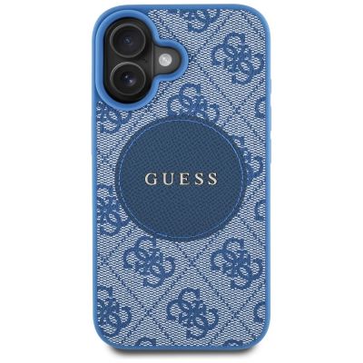 3. Guess 4G Circle Classic Logo MagSafe Hülle für iPhone 16 - blau