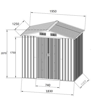 11. Metall-Gartengerätehaus 125 x 195 x 207 cm