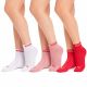 Puma Damen 3er-Pack Knöchelsocken aus Baumwolle, Rosa/Rot/Weiß